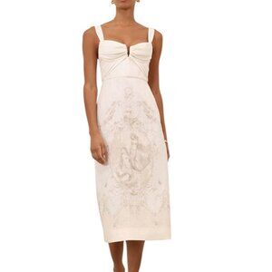 Zimmermann Drape Midi Dress In Mermaid Toile